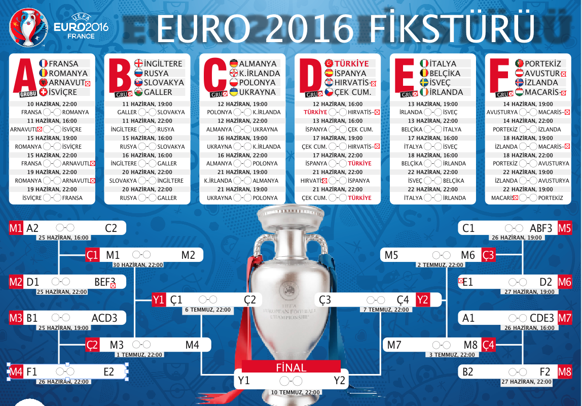 EURO 2016 fikstürü